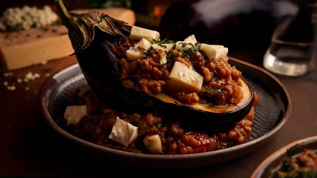 Caponata di melanzane con provola affumicata